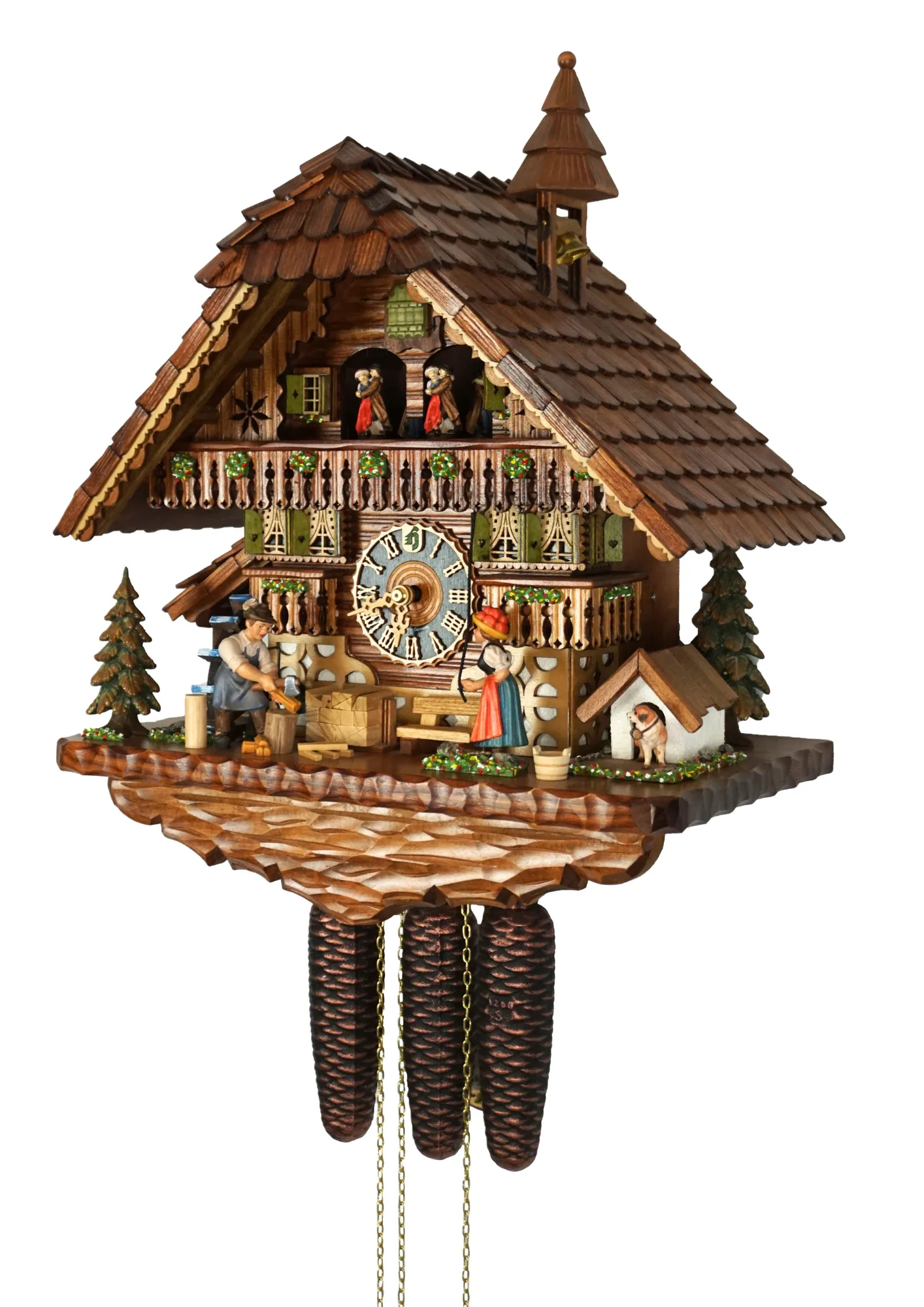 愛知時計電気の振り子時計 Cuckoo Clock ブラウン Cuckoo Clock | Wood Chopper and Bell Ringer | 8 Day Movement with